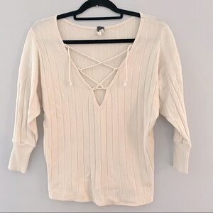 We The Free Ribbed Criss Cross Sweater